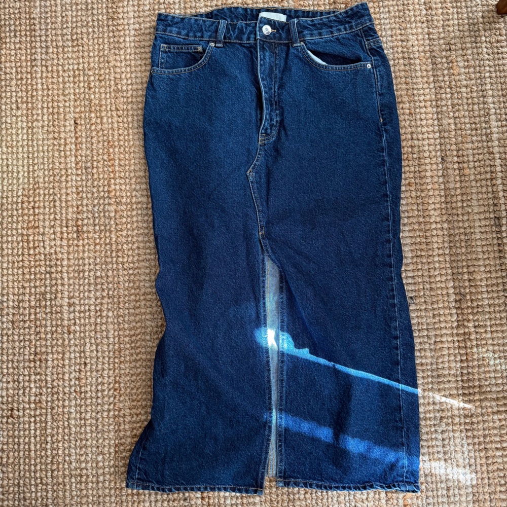 H&M Blue Denim Midi Skirt